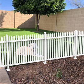 ECOOPTS 36" H x 84" W Vinyl Picket Fence Panels White Decorative Fence for Garden Patio Yard Pool Walkways (34 Pickets, Straight)