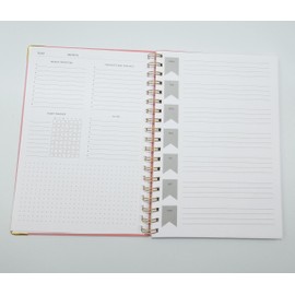 Organiser B5 Spiral Wiro Life Planner Undated Diary Month, Wellness Journal, Week to View, Habit Tracker, To do, Weekly Priorities, Mid Map, Monthly Goal Check Notebook Size 25cm x 19cm x 2cm, Pink