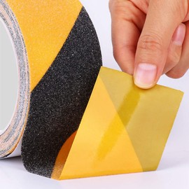 2 Inch X 32.8ft Non Slip Safety Grip Tape for Stairs Steps Black/Yellow Non Skid Tread High Traction Friction/Strong Grip Abrasive Adhesive Hazard Caution Tape