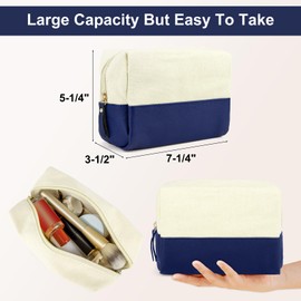 Muka 2 Pack Canvas Makeup Bag with PU Leather Bottom, Large Capacity Travel Cosmetic Case-Black & Brown