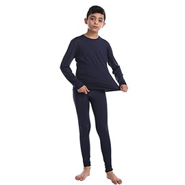 Boys Athletic Base Layer Compression Underwear Set 2pcs Thermal Long John for Kids (10(Height:51.18"-55.12"), Navy)