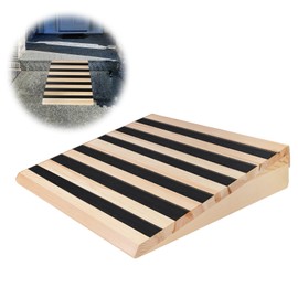5 Inch Wooden Threshold Ramp for Home Steps(17.7" W*5.0" H, 17.7" W is not wide enough for wheelchairs, please get more and connect multiple ramps to get a wider one)