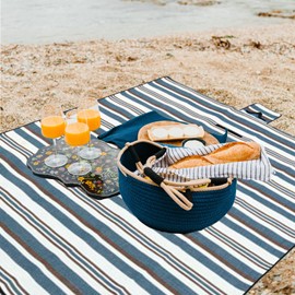 NKTDWO Outdoor Picnic Blanket with Carry Strap, 60''X80'' Waterproof Beach Blanket Foldable Portable Picnic Mat for Park Beach Travel Grass Playground Gift for Family and Friends