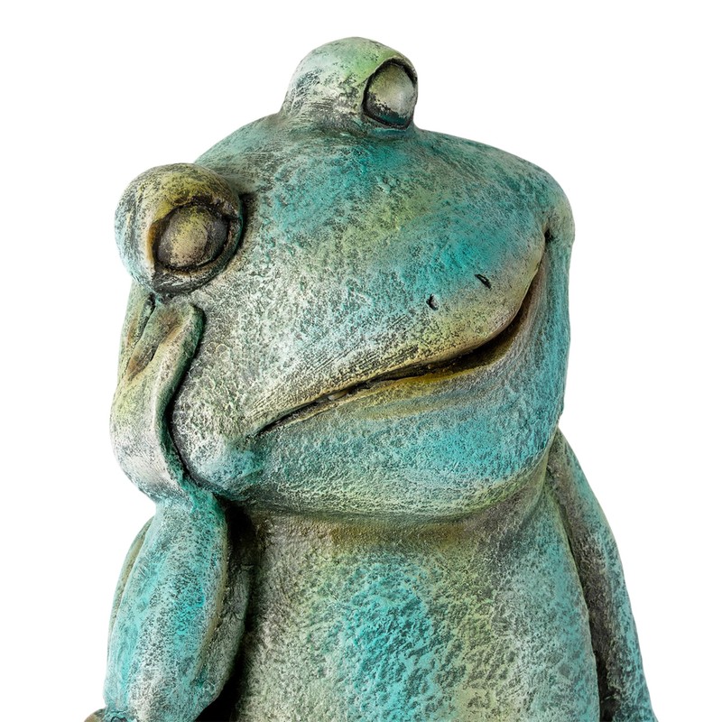 Alpine Corporation ZEN722 15" Thinking Frog Garden Statue – Whimsical