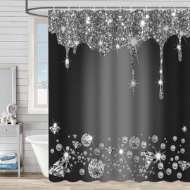 FAIRYGATE Shower Curtains Popular Bath Bathroom Luxury Glamorous Fabric Modern Shower Curtain Unique Design Bling Silver B8312