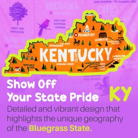 Birdy Boutique Kentucky Map Tapestry – 60" x 41" Educational Wall Hanging for Kids – State Landmarks, Cities, & Fun Facts – Lightweight & Easy to Hang Classroom or Homeschool Decor