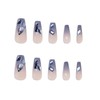 MERVF Coffin Press on Nails Long Fake Nails Blue Ombre