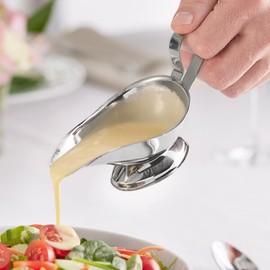 TrueCraftware- 3 oz Stainless Steel Gravy Boat with Contoured Handle Set of 2- Serving Dispenser for Gravy Cream Sauce Salad Dressing Sauce Jug Ideal Sauce Serving Dish for Dinner Holiday