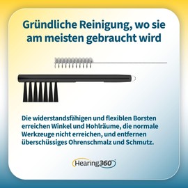Hearing360 2er-Set Reinigungsbürsten für Hörgeräte mit Magnet, Batterieentferner und Stahl-/Nylonborsten – entfernt Ohrenschmalz und Staub