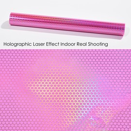 AuMoHall 1 Roll Pink Holographic Laser Headlight Taillight Tint Honeycomb Graphic Chameleon Tail Light Lamp Cover Film Car DIY Self Adhesive Tint Film Sheet, 11.81'' x 62.99''