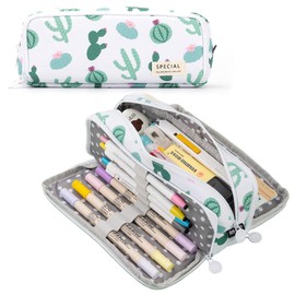 X SIM FITNESSX Pencil Case Teenager Girls Pencil Case 3 Compartments Boys Large Capacity Pencil Case for School & Office (Ins Cactus)