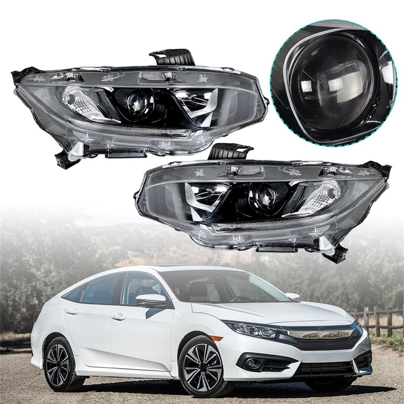 labwork Headlight Assembly Replacement for Honda Civic 2016-2021 Headlights Set