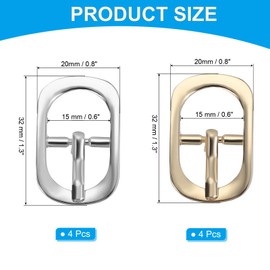 PATIKIL Single Prong Belt Buckle 1.5", 8 Pcs Metal Roller Buckle Oval Center Bar Buckles for Belt Purse Making Leather Hardware, Silver/Light Gold