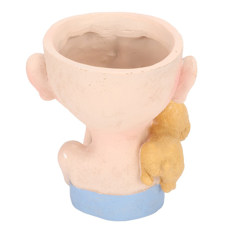 Flower Pot Girl and Dog Cute Style Bottom Drainage Hole
