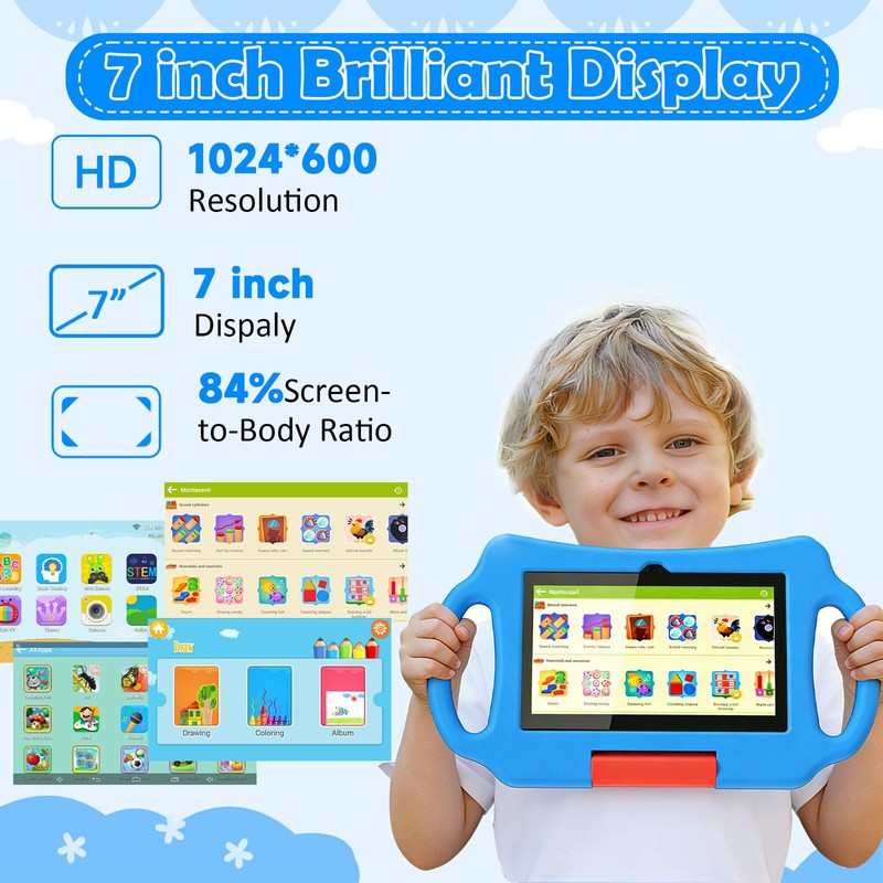 Nyxolaria Kids Tablet 7 inch Android 12.0 for Toddler, 4GB