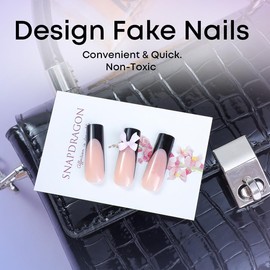 TOGZOM Black French Tip Press on Nails Long Square Fake Nails with 3D Bow Designs Glossy Acrylic Nails Full Cover Glue on Nails for Women Manicure Nails Decoration 24Pcs, Style7