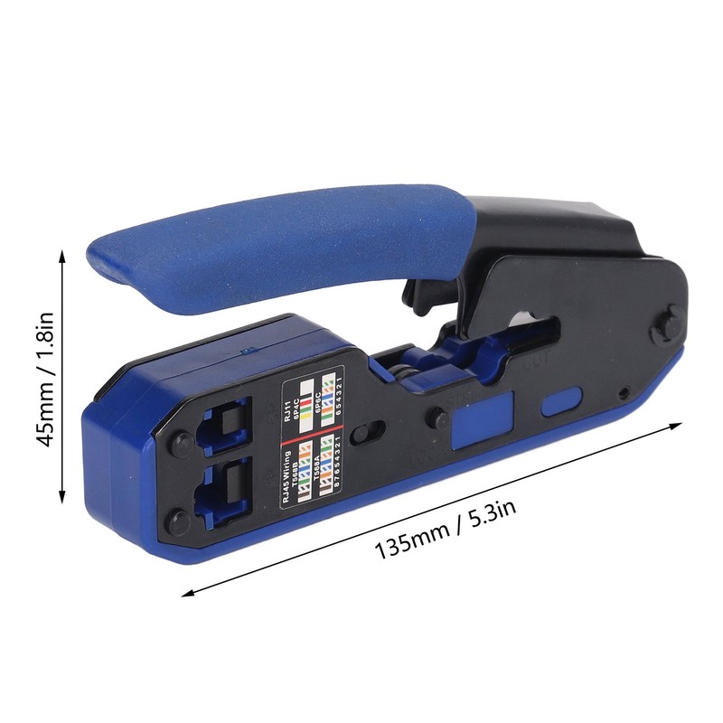 RJ45 Crimping Tool Kit Network Cable Ethernet Jack Pass Through