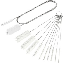 11 Piece Straw Cleaning Brush Set, Pine Drain Brush - 155CM U-Shaped Straw Cleaning Brushs Extra Long and 10 Sizes Flexible Pipe Cleaning Brush, Nylon Sink Pipe Tools, Durable Nylon Bristles, White