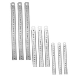 Thapncow Pack of 9 Double-Sided Metal Ruler, Stainless Steel Ruler Metal Ruler Set, 15 cm 20 cm 30 cm, Metric Straight Edge Rule for Teaching Office Drawing Engineering
