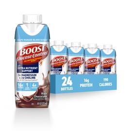 BOOST Glucose Control Ready to Drink Nutritional Drinks with Extra Nutrient Support Drink, Rich Chocolate, 8 Fl Oz, Pack of 24