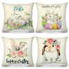Meleager 4 x Easter Cushion Covers, Easter Decoration, Bunny Cushion