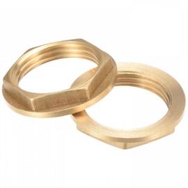 TOP-VIGOR G1 Brass Lock Nut with Flange, 2Pcs Hex Threaded Female Locknuts for Plumbing Pipe Fittings, Flange Hex Lock Nuts for Water Heaters and Washing Machines