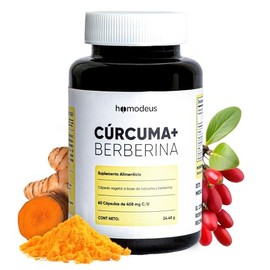 Homodeus Cúrcuma + Berberina, Cápsulas Vegetales con Cúrcuma Longa y Berberis Aristata, Suplemento Alimenticio, Apoyo al Bienestar Articular y Equilib