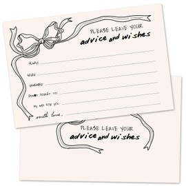 ZARYFANCHY Bow Advice And Wishes Cards For The Mr And Mrs, Blank Well Wishes For Baby Shower, Bridal Shower And Graduation Party, Wedding Advice Cards 4x6, Pack of 25 -G10