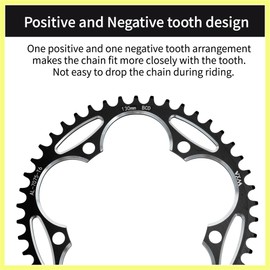 QUARKZMAN Narrow Wide Chainring for Speed Road Bike for 130 BCD Bicycle Chainring 191.8 mm/7.55 Inch Black CNC Aluminium Alloy Pack of 1