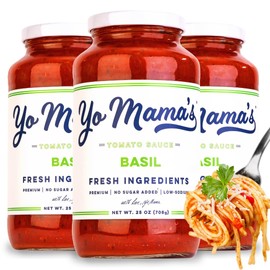 Yo Mama's Foods Keto Tomato Basil Pasta and Spaghetti Sauce - Pack of (3) - No Sugar Added, Low Carb, Low Sodium, Vegan, Gluten Free, Paleo Friendly, and Made with Whole, Non-GMO Tomatoes