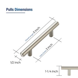 JOY DECOR 20 Pack Cabinet Handles, Brushed Nickel Cabinet Pulls, 3 in Hole Center Kitchen Cabinet Handles, Stainless Steel T Bar Handles for Dresser Drawers