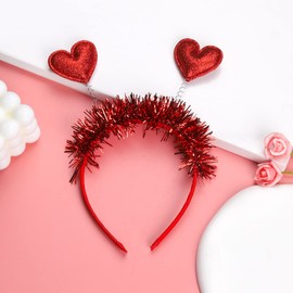 Ankelesz Valentine's Day Heart Headband Red Sequin Love-shaped Head Boppers Party Hair Accessoires for Holiday Festival