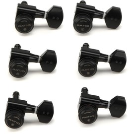 Graphtech - Graph Tech PRL-8721-B0 Ratio 6 In-Line Electric Guitar Locking Machine Heads - Mini Contemporary Style/Black Finish
