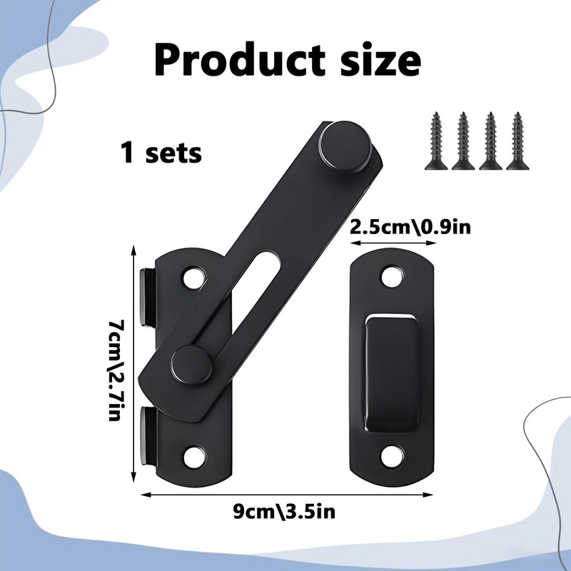 1PCS Thicker Garage Door Lock Gate Lock Black Door Stainless