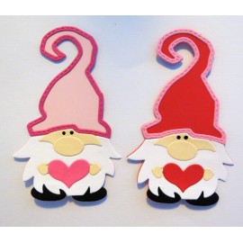 Valentines Gnome Layered 2 Paper Die Cut Scrapbook Embellishments Cardmaking