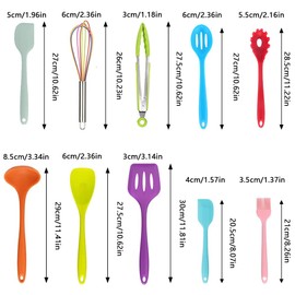 Küchenutensilien-Set, 10-teiliges Silikon-Kochutensilien-Set, Kochutensilien, antihaftbeschichtet, Spatel, Löffel für antihaftbeschichtetes, hitzebeständiges Kochgeschirr
