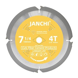 Janchi 7-1/4 Inch 4T PCD Tip Hardie Fiber Cement Circular Saw Blade with 5/8-Inch DMK Arbor, Polycrystalline Diamond Tipped Teeth Saw Blade for Laminate Flooring
