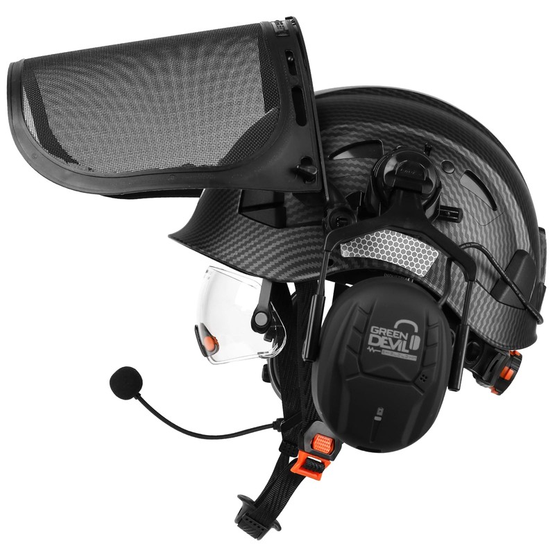 GREEN DEVIL Forestry Chainsaw Safety Helmet with Bluetooth Ear Muffs