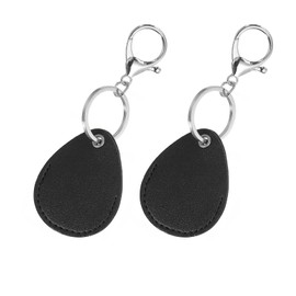 arrccholiy Leather Keychain, 2 Pack PU Leather Key Fobs with Key Rings Keychain ID Key Cards Holder for Home Office Apartment Keys ID Cards Tags,Black