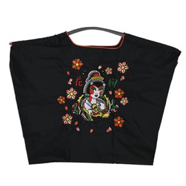 Ball & Chain A4 334101 Ball & Chain Genuine Product, Large Size, Flower Willow, Karu, Eco Bag, Tote Bag, Embroidery, Gift, Black