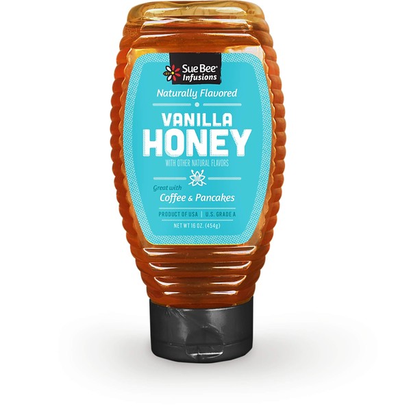 Sue Bee Infusions Vanilla Flavored Honey, 16 Ounce Sue Bee Vanilla Infused Honey For Coffee and Pancakes, Salads, USA Honey
