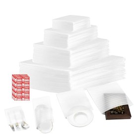 200 Pack Foam Pouches, 4 Size Cushion Foam Pouches, Packing Supplies for Moving, Packaging, Dish, Storage, Transportation Incidental Fragile Stickers(14x14 Inch, 12x12 Inch, 12x7.5 Inch, 7.5x7.5 Inch)