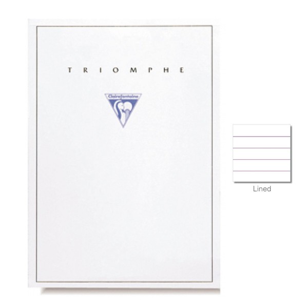 Clairefontaine Tablets "Triomphe" Stationery - Ruled 50 sheets - 8 1/4 x 11 3/4 Extra White - For Calligraphers, Fountain Pen Users, and Fine Correspondence