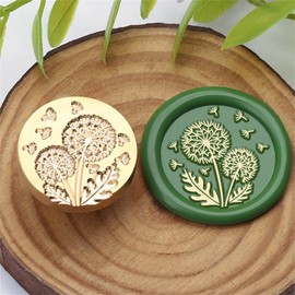 VSECUON Dandelion Wax Seal Stamp Vintage Brass Head with Wood Handle for Wedding Invitation Envelopes & Gift Wrap