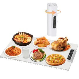 Food Warmer Mat, Electric Warming Tray, Portable Food Warming Mat with Adjustable Temperature and Timer, Roll Up Heating Mat for Food,Full Surface Heating,Fast Heating for Daily Use, Gatherings,Party