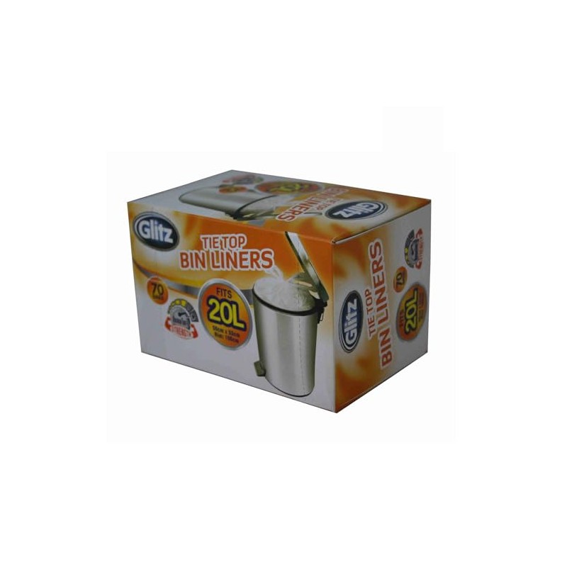 Glitz Small Tie Top Kitchen Garbage Bag, 20 Liter, 50x53cm