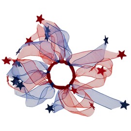 4th of July Patriotic Hair Ties - Ponytail Tutu Elastic Bands - 2 Pc