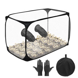 Mushroom Cultivation Still Air Box - Foldable Transparent Mushroom Grow Tent Kit, Mushroom Growing Kit Box with 1 Pair of Gloves, Portable Mushroom Grow Bag for Mushroom Mycology Spores Scientist