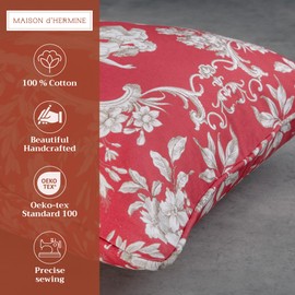 Maison d' Hermine Decorative Pillow Covers 20x20 Inch Square 100% Cotton Throw Pillow Covers with Invisible Zipper Cushion Case for Living Room Couch, Chair, Sofas, Bedroom, Home (Joli Jouy - Red)