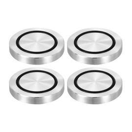 uxcell M8 Thread 55mm / 2.2" Dia 8mm Thick Aluminum Circle Disc Glass Top Adapter 4pcs Round Solid Table Feet Pad Plate Hardware with Anti-Slip Rubber Ring